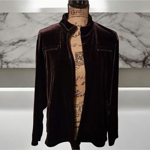 CHICO'S Soft Velour Brown  Stylish Jacket Size 2 - Picture 1 of 7